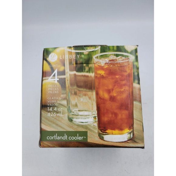 Libbey Glass 4 Cortlandt Cooler Drinking Glasses 14.4 Oz Brand New In Box - Picture 7 of 9